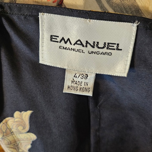 Emanuel Ungaro Vintage 100% Silk Baroque Scarf Print Maxi Skirt Black Gold 4 - Picture 7 of 12